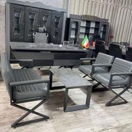 نیم ست مبل اداری دفترکار تجهیز شرکت فوم سرد چرم براق کد 220