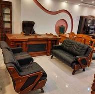 نیم ست مبل‌ دسته خلبانی چرم کریستال مبلمان سالن انتظار مدرن