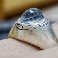 انگشتر جواهر نقره آکوامارین دستساز