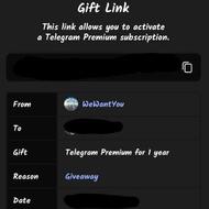 گیفت کد تلگرام پرمیوم 1 ساله