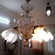 لوستر لاله کریستال با لامپ