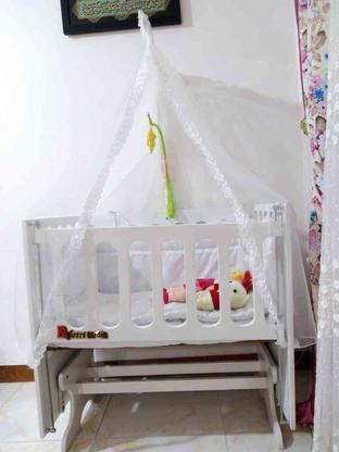 گهواره نوزاد ،با تشک و تور و دور تختی ،متحرک و ثابت در گروه خرید و فروش لوازم شخصی در گیلان در شیپور-عکس1