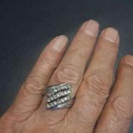 انگشتر زنانه با 21 نگین یاقوت سفید اصل انگشتر نقره و دونگین