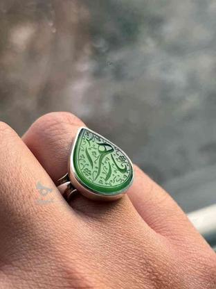 انگشتر عقیق سبز طرح اشک در گروه خرید و فروش لوازم شخصی در البرز در شیپور-عکس1