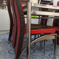 میز نهارخوری 8نفره روکش صندلهای چرم سالم فروشی