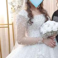 لباس عروس عربی همراه با تور عربی