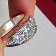 انگشتر نقره الماس موزنایت