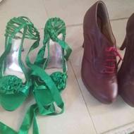 کفش پاشنه بلند چرم و کفش سبز صندل دخترانه