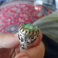 انگشتر نقره فیروزه سبز اصل و قدیمی و خوش دست