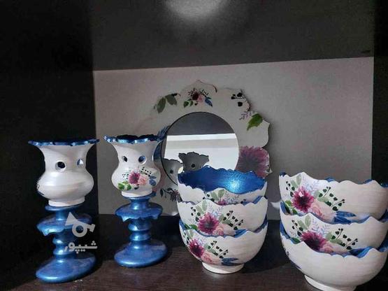 ظروف سفالی به همراه آینه و شمعدان در گروه خرید و فروش لوازم خانگی در مازندران در شیپور-عکس1