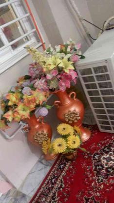 سه عدد گلدان سفالی بزرگ با گلهای خارجی در گروه خرید و فروش لوازم خانگی در گلستان در شیپور-عکس1