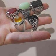 انگشتر نقره دست ساز با سنگ های طبیعی