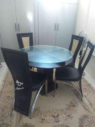 صندلی و میز ناهارخوری چهار نفره چرم استیل در گروه خرید و فروش لوازم خانگی در خراسان رضوی در شیپور-عکس1
