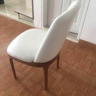 صندل چوبی کلاسیک چرمی سفید(2عدد)