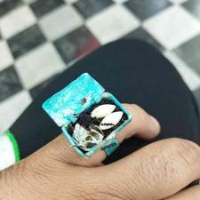 مهره مار اصل برنجی ریز سفید باانگشتر مفرغی