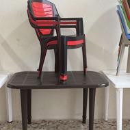 مبل هارمونی صندلی پلاستیکی میز پلاستیکی حصیری نیم ست حصیری