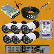 پک کامل دوربین مداربسته 6 تایی وارم لایت ضد آب