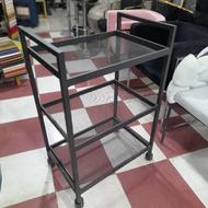 ترولی سه طبقه توری ترولی آرایشگاهی ترالی تتو میکاپ سالن