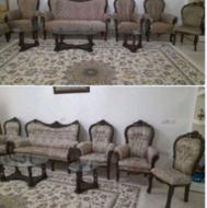 مبل سلطنتی 9نفره چوب گردو بدون فرورفتگی