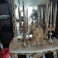 کنسول برنزی با اینه شمعدان و ساعت