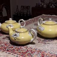 سه سایز قوری شلغمی مسعود طلا کوب عتیقه کلکسیونی