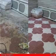 شستشوی نما. محوطه حیاط. استخر