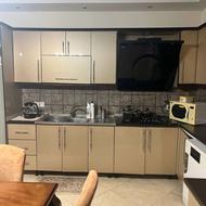 کابینت های گلس به همراه گاز رومیزی و هود و سینک ظرفشویی