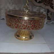 ظرف شکلات خوری طلایی فلزی