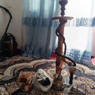 قلیون تنه چوبی گردویی با تمام لوازم