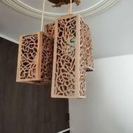 لوستر 3 تیکه چوب گردو مشبک کاری