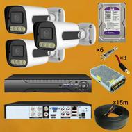 دوربین مداربسته پک کامل 3 تایی 5 مگاپیکسل دیددرشب رنگی