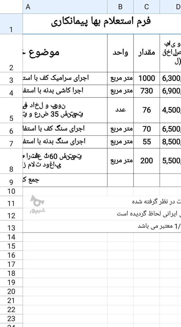 انجام متره برآورد - undefined