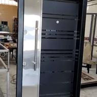 درب ضد سرقت روکش فلز:”کدLa672”/نمای شیشهای فریملس ضدسرقت