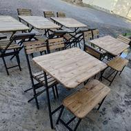 میزوصندلی ناهار خوری نرده ای چوب فلز طرح جدید