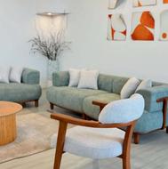 مبل راحتی 8 نفره تخت خوابشو با نمای چوبی 24 ماه ضمانت