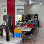 صندلی اپن صندلی کافه و نیم ست حصیری و مبل پلاستیکی و میز گرد