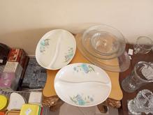 دو عدد ظرف پذیرایی ملامین گل آبی در شیپور