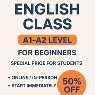 کلاس زبان سطح پایه A1-A2 مخصوص تازه کار ها