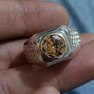 انگشتر نقره دست ساز موزانایت طلایی