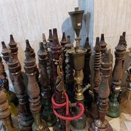 قلیان برنجی و تنه چوبی