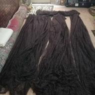 پرده حریر ابریشمی قهوهای 3تیکه ویک دالوور که چهار تیکه