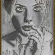 تابلو چهره سیاه قلم با کیفیت عالی