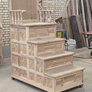 منبر چهارپله چوبی با طرح گره‌چینی –