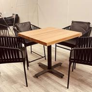 میز پایه فلزی و صفحه 5 سانت طرح چوب 6 عدد و صندلی کا‌‌‌پری