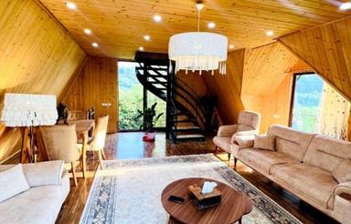 کلبه سویسی مبله احاطه شده در آرامش با ویوی جنگل در شیخرجه