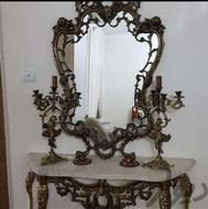 اینه وشمدانی و میز و سنگش برنج قدیمی زیر قیمت عتیقه اصل