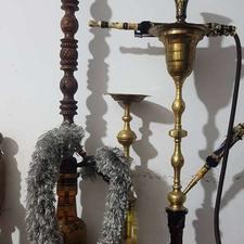 قلیان برنجی عربی و چوبی گردو