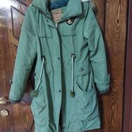 کاپشن زنانه بلند کلاه دار