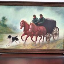 تابلو نقاشی کالسکه در مه