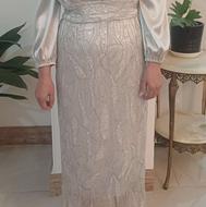 لباس مجلسی ساتن با پارچه کار شده